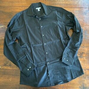 Men's BAR III Slim-Fit Stretch Black Diamond Dobby Dress Shirt M 15" - 15.5"